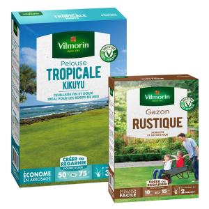 Pelouse Tropicale - Kikuyu - 500 g + Gazon Rustique - 250 g